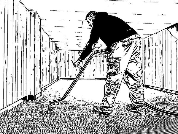 Inked print, carpet cleaning in a basement by Sanitize 4 Serenity